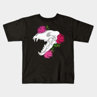 Floral Wolf Skull Kids T-Shirt